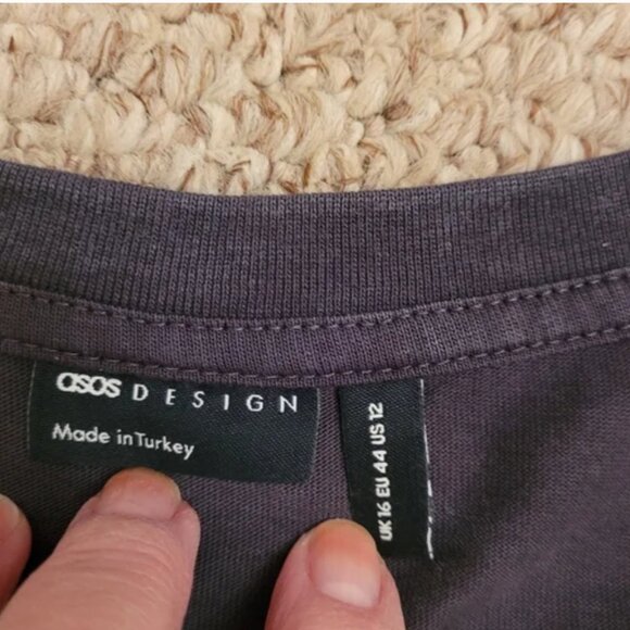 ASOS DESIGN t-shirt midi dress with split hem and graphic in washed gray - Picture 5 of 6